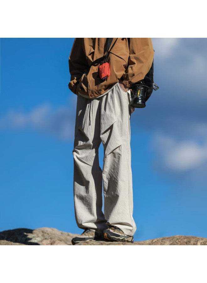 Maybeyond Men's Cargo Pants, Spring And Autumn Outdoor Straight-leg Trousers, American-style Sports Casual Pants, Ma93 Beige L - Image 3