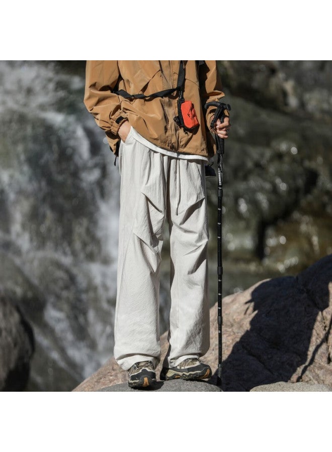 Maybeyond Men's Cargo Pants, Spring And Autumn Outdoor Straight-leg Trousers, American-style Sports Casual Pants, Ma93 Beige L - Image 1