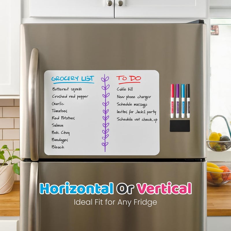 cinch! 20x13 Stain-Resistant Magnetic Whiteboard for Fridge - Includes 4 Markers and Big Eraser With Magnets - Dry Erase Board - Refrigerator White Board Organizer and Planner - Image 4