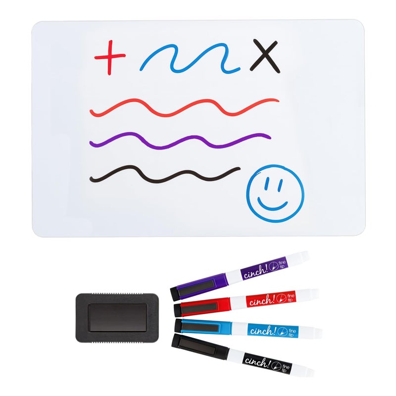 cinch! 20x13 Stain-Resistant Magnetic Whiteboard for Fridge - Includes 4 Markers and Big Eraser With Magnets - Dry Erase Board - Refrigerator White Board Organizer and Planner - Image 1