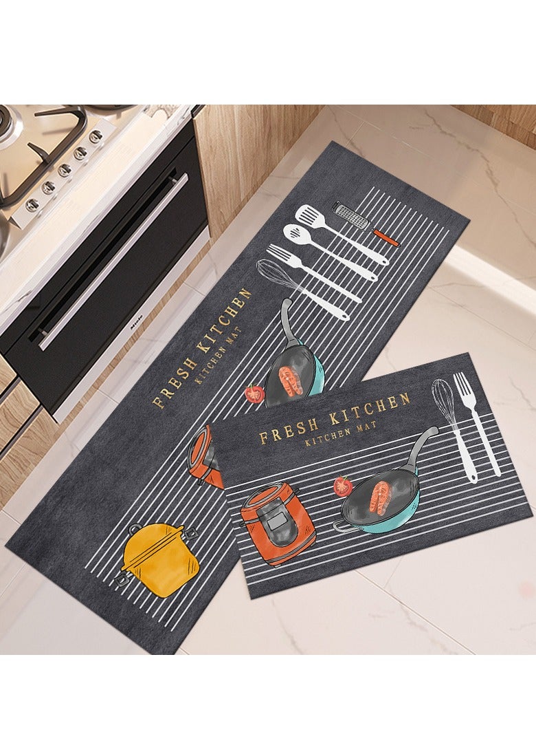 MIXDE Kitchen Mat Set,2-Piece Non Skid Kitchen Rugs And Mats,For Floor Indoor Outdoor Entry Carpet  - Image 1