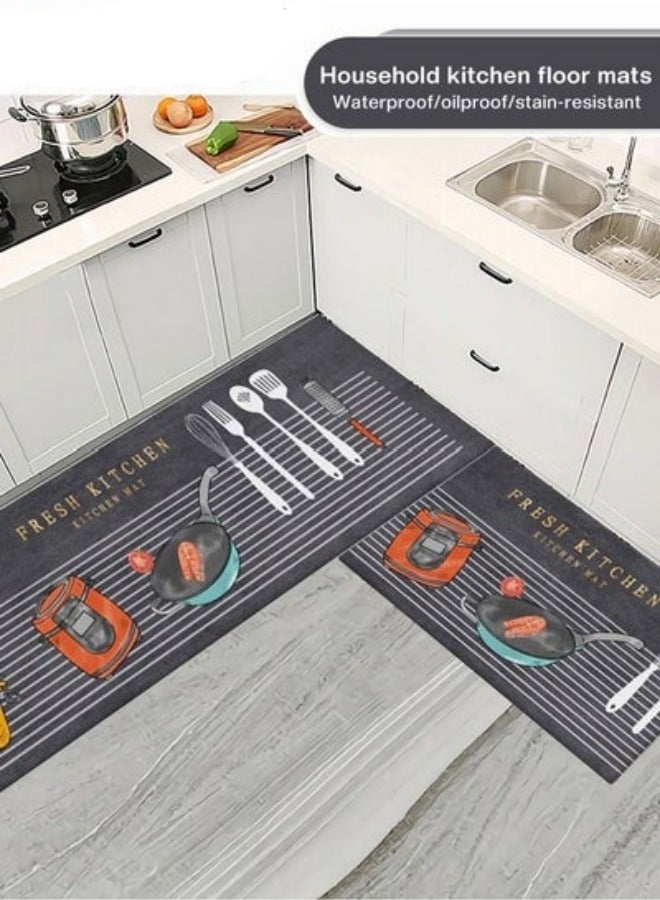 MIXDE Kitchen Mat Set,2-Piece Non Skid Kitchen Rugs And Mats,For Floor Indoor Outdoor Entry Carpet  - Image 2