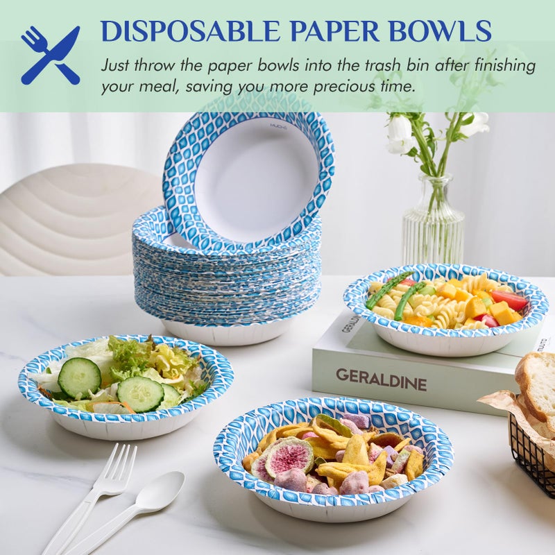 MUCHII 20 Oz Paper Bowls 180 Count Disposable Bowls, Printed Soak Proof Large Bowls for Breakfast, Lunch, and Dinner Meals - Image 4