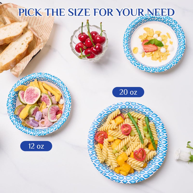 MUCHII 20 Oz Paper Bowls 180 Count Disposable Bowls, Printed Soak Proof Large Bowls for Breakfast, Lunch, and Dinner Meals - Image 5
