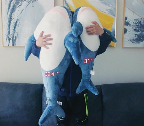 Ryttir 31 Inch XL Big Shark Stuffed Animal,Soft Shark Plush Chubbier Stuffed Shark Décor Fuzzy Shark Pillow,Perfect Stress Relief Shark Gifts for Women Kids - Image 3