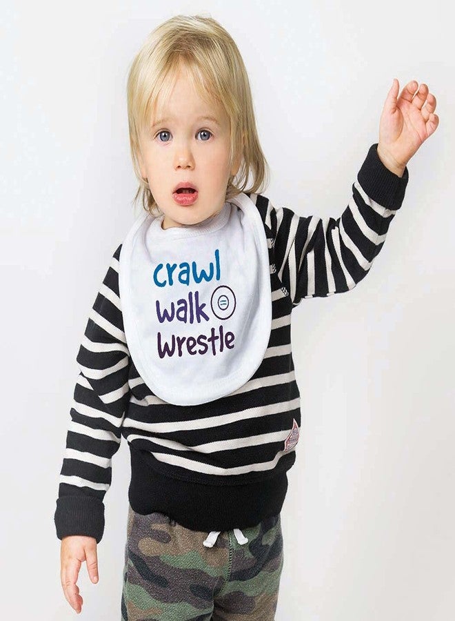ChalkTalkSPORTS Wrestling Baby & Infant Bib | Crawl Walk Wrestle | Soft Microfiber | Navy - Image 2