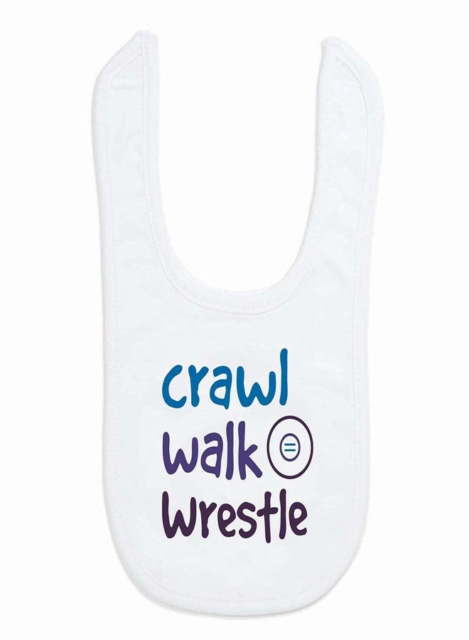 ChalkTalkSPORTS Wrestling Baby & Infant Bib | Crawl Walk Wrestle | Soft Microfiber | Navy - Image 1