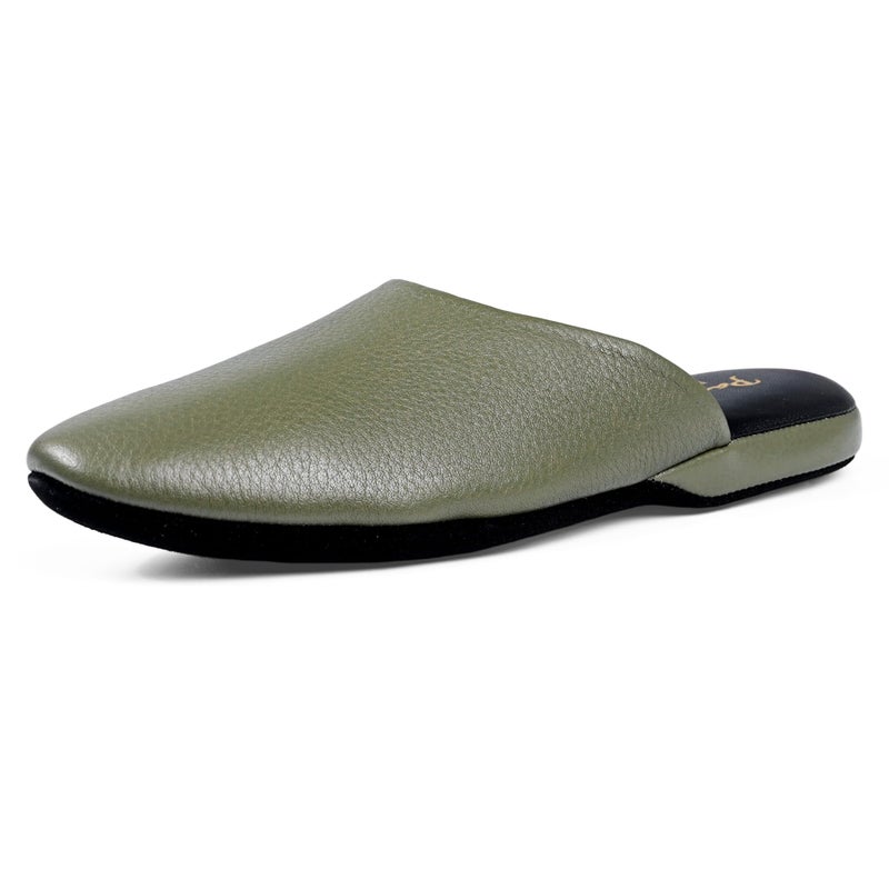 PAMIR Women's Genuine Leather Hand-Turned Scuffs - Indoor House Slippers with Memory Foam, Silent Suede Sole, Avocado Size US 8 - Image 4