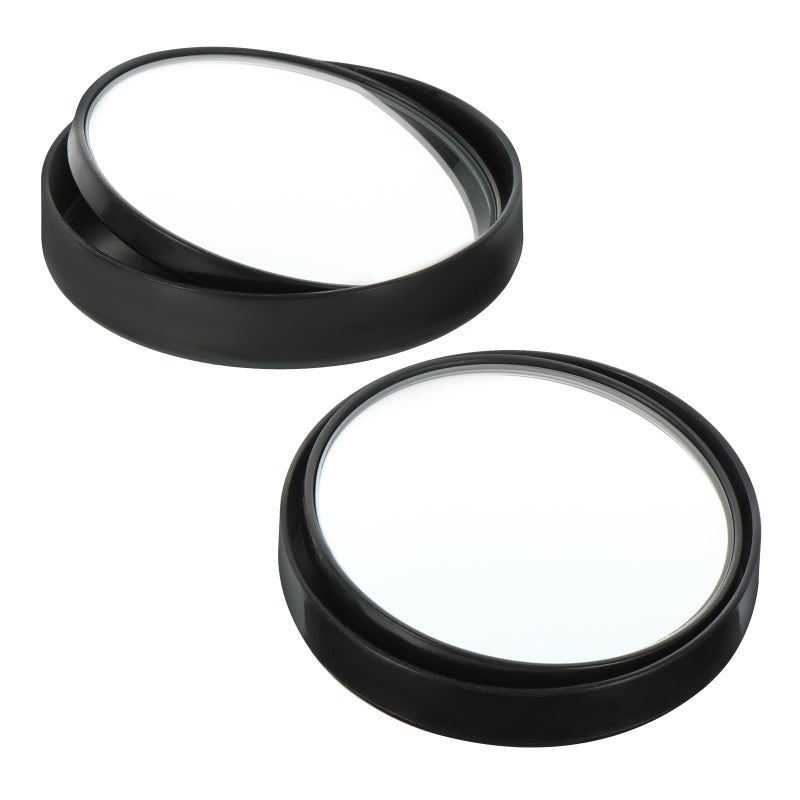 Car Blind Spot Mirrors Pair 360 Degree Wide Angle Rearview Auxiliary With Black Frame - Image 2