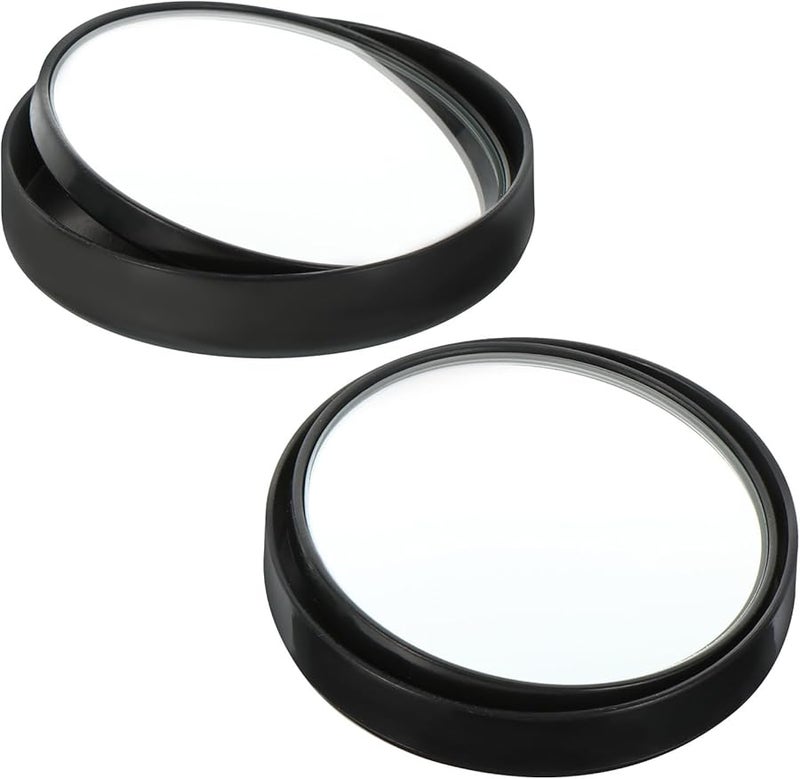 Car Blind Spot Mirrors Pair 360 Degree Wide Angle Rearview Auxiliary With Black Frame - Image 1