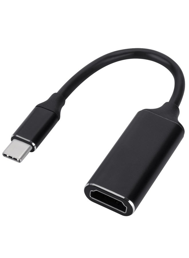 كابل محول من نوع C إلى HDMI من سبائك الألومنيوم 4K HD شاشة عرض الهاتف المحمول والكمبيوتر المحمول إلى محول شاشة كبيرة - اللون: أسود مميز - Image 1