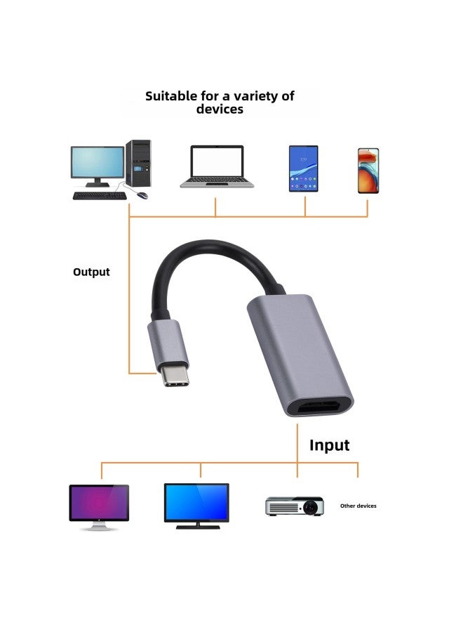 كابل محول من نوع C إلى HDMI من سبائك الألومنيوم 4K HD شاشة عرض الهاتف المحمول والكمبيوتر المحمول إلى محول شاشة كبيرة - اللون: أسود مميز - Image 4