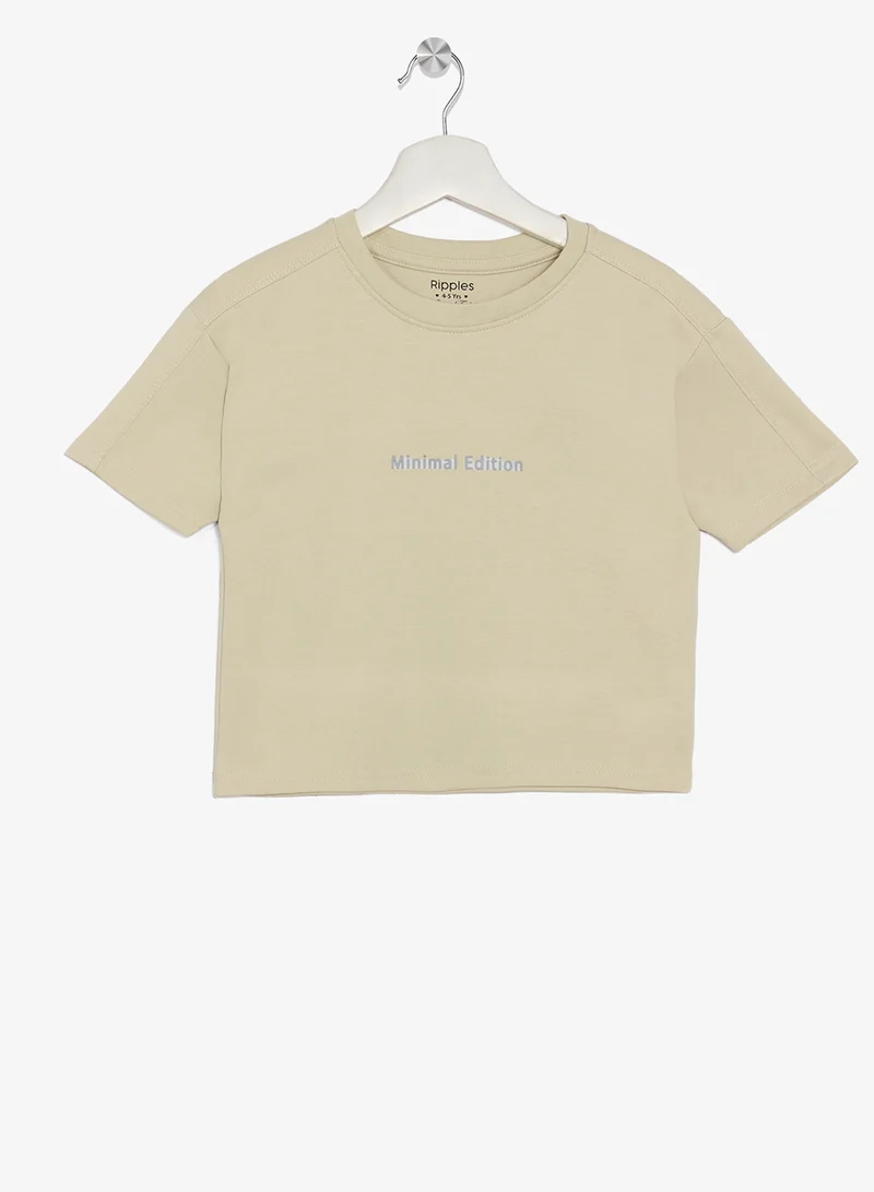 Ripples Girls Round Neck Tee & Wide-Leg pant Set