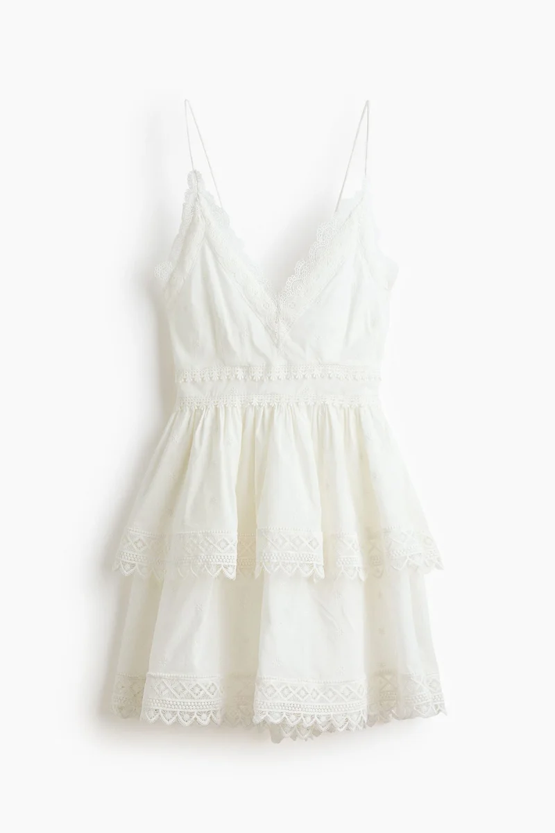 H&M Lace-trimmed cotton dress