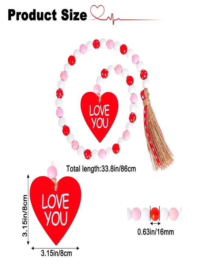 Fengek Valentine Wooden Beads Garland - Tassel Design Valentine Home Decor - Image 2