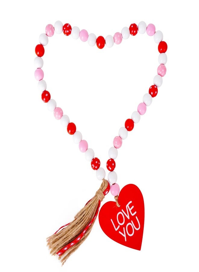 Fengek Valentine Wooden Beads Garland - Tassel Design Valentine Home Decor - Image 1