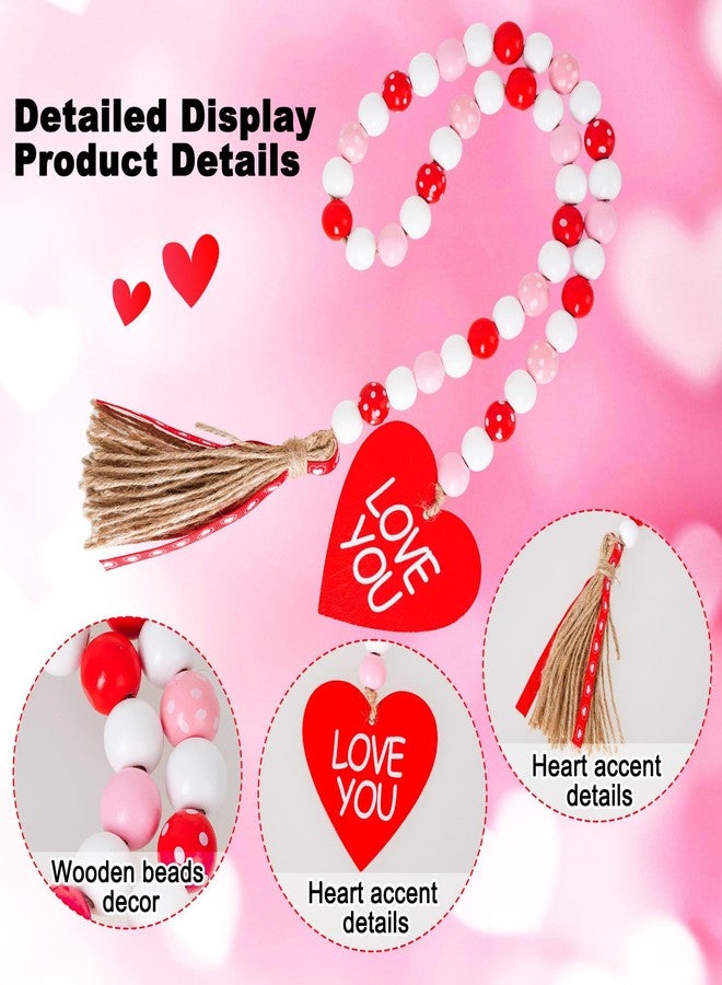 Fengek Valentine Wooden Beads Garland - Tassel Design Valentine Home Decor - Image 3