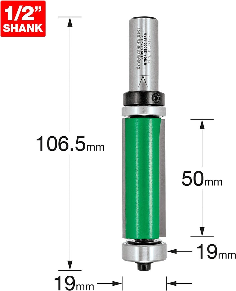 Trend بت توجيه بروفيلا من تريند كرافت برو، 1/2 بوصة عمود، 3/4 بوصة قطر القطع و 2 بوصة طول القطع، مزود برأس من كربيد التنجستن، C199X1/2TC - Image 2