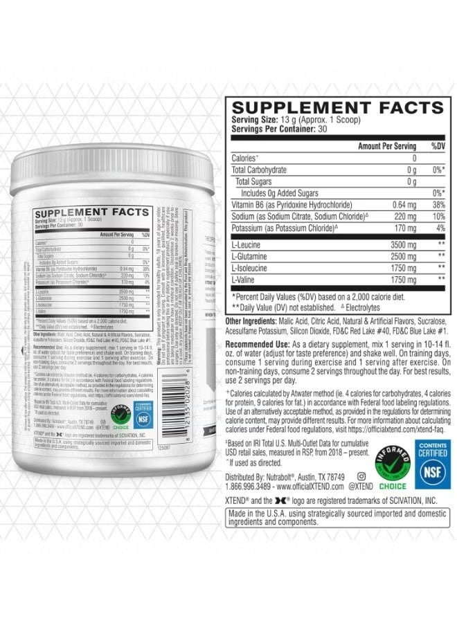 SCIVATION XTEND Original 7g BCAA Powder Knockout Fruit Punch Zero Sugar 30 Servings with Electrolytes - Image 5