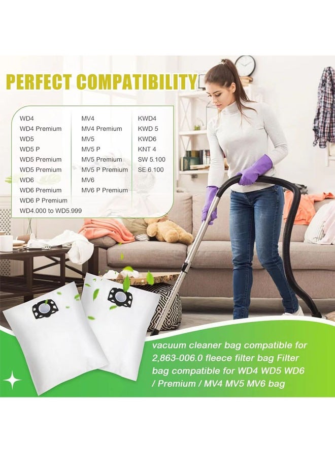 Generic 5-Piece Filter Bag Set 2.863-006.0 White, WD4 Dust Bag Vacuum Cleaner Accessories WD5/WD6/MV4/V5/V6 Dust Bag  - Image 4