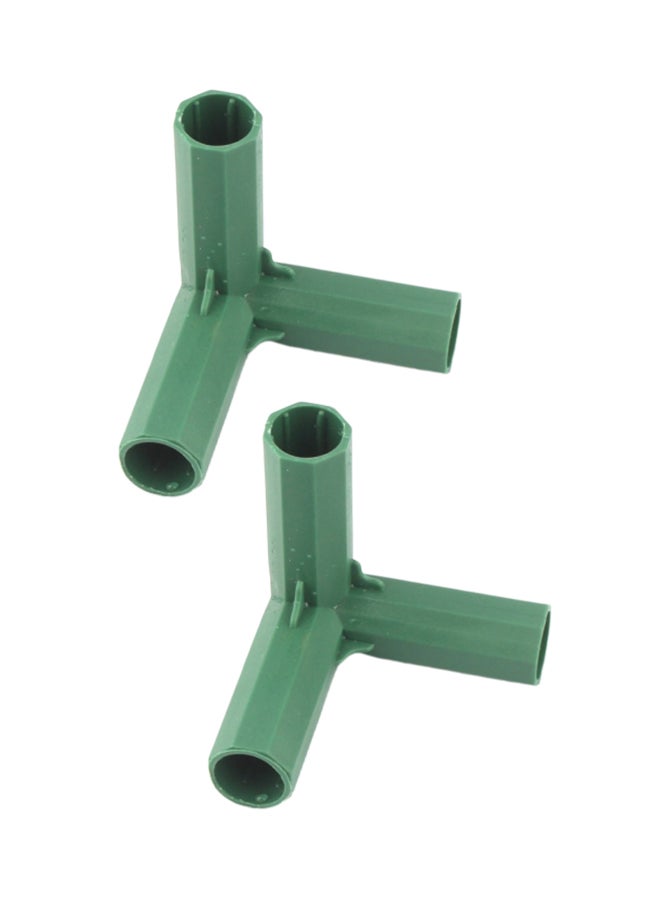 Generic 2-Piece Gardening Pillar Right Angle Tee Connector Set Green 