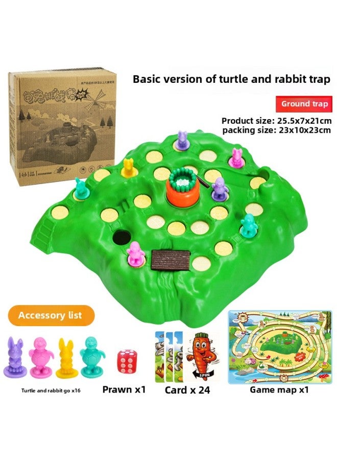 لعبة سطح المكتب المُحسّنة "سباق السلحفاة والأرنب" (اثنين في واحد) للأطفال، سباق عبر البلاد، مصيدة الأرانب، شطرنج الفجل والبطاقات
