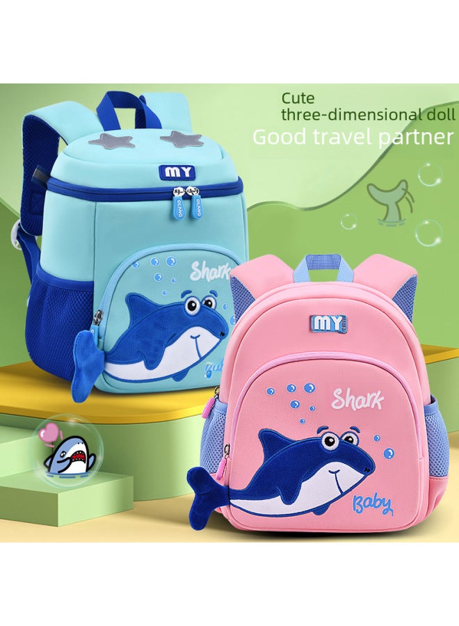 Orang Cute Shark Kindergarten Schoolbag Ridge Relief مادة الغوص حقيبة ظهر للأطفال مبيعات مباشرة - اللون: حقيبة صدر القرش الأزرق المائي - Image 2