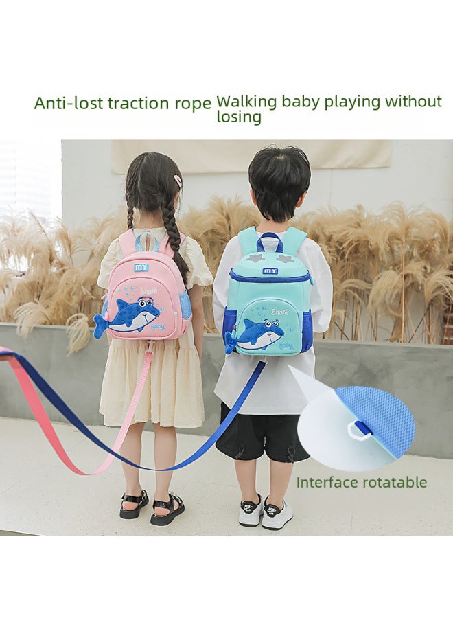 Orang Cute Shark Kindergarten Schoolbag Ridge Relief مادة الغوص حقيبة ظهر للأطفال مبيعات مباشرة - اللون: حقيبة صدر القرش الأزرق المائي - Image 5