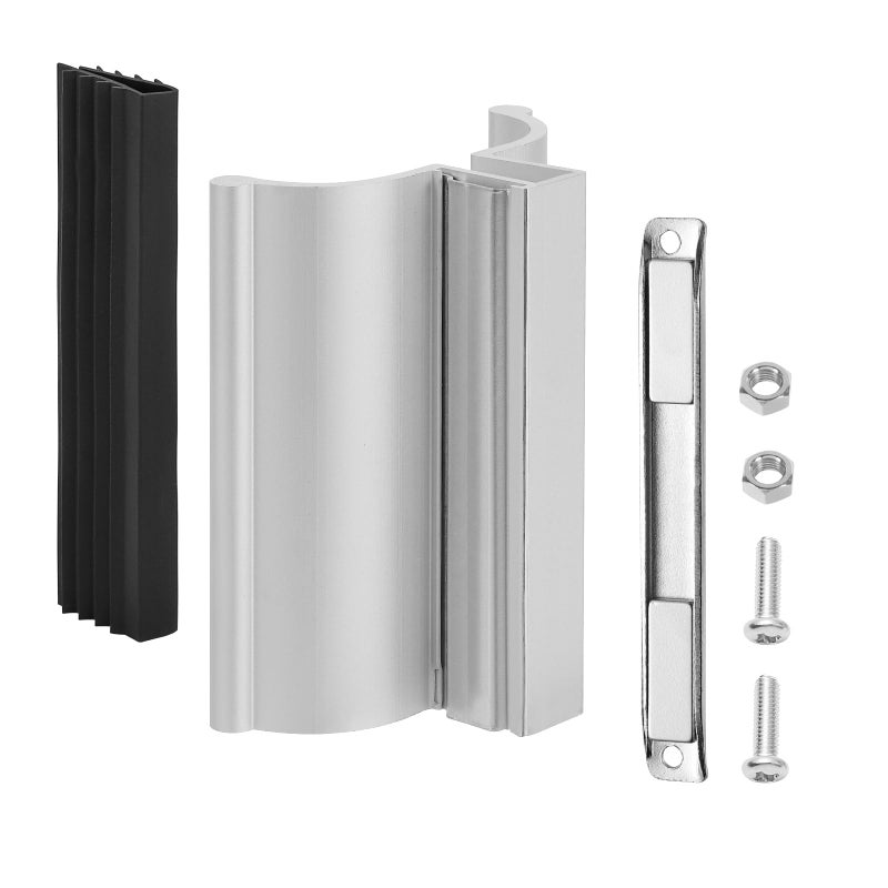 VYH 3 Aluminum Frameless Shower Door Handle with Metal Strike Stainless Steel UChannel with Magnet for Swing Glass Door Thickness 18532316 and 14 Shower Door Replacement