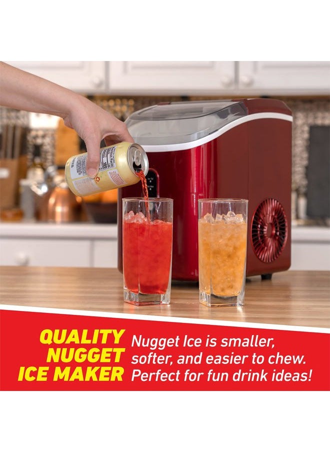 Deco Chef 33LB Per Day Countertop Ice Maker, 1-Click Automatic Operation, Self-Cleaning, Chewable Soft Nugget Ice, Red Stainless  - Image 2