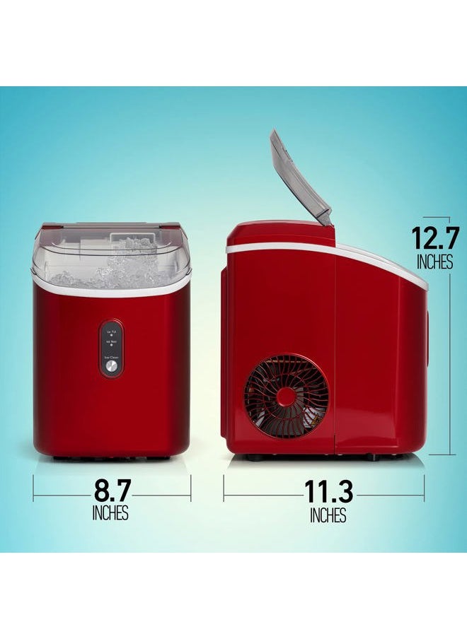Deco Chef 33LB Per Day Countertop Ice Maker, 1-Click Automatic Operation, Self-Cleaning, Chewable Soft Nugget Ice, Red Stainless  - Image 4