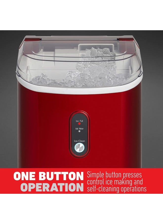 Deco Chef 33LB Per Day Countertop Ice Maker, 1-Click Automatic Operation, Self-Cleaning, Chewable Soft Nugget Ice, Red Stainless  - Image 5