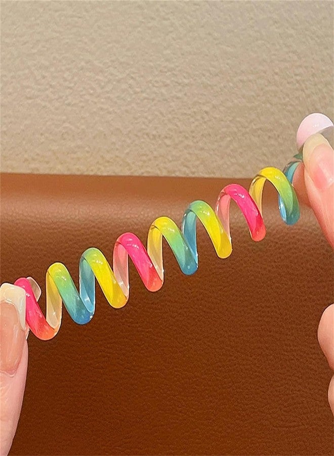 Ashkash 2-Piece Adorable Unicorn Spiral Hair Ties For Girls - Colorful Telephone Cord Ponytail Holders, Perfect Summer Accessory & Gift Idea - Image 2