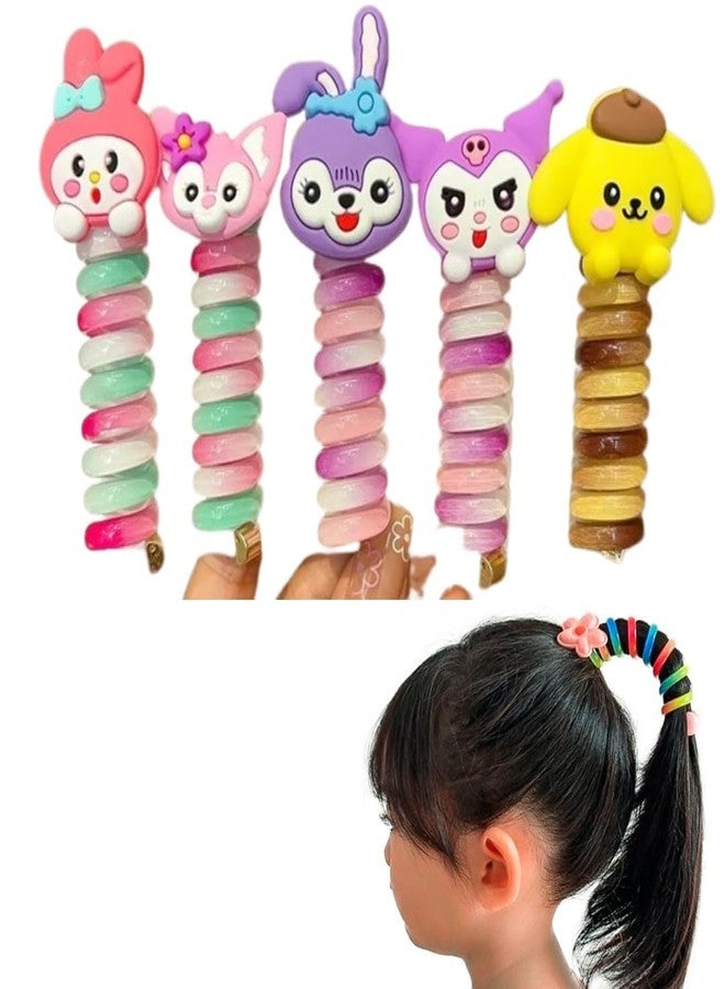 Ashkash 2-Piece Adorable Unicorn Spiral Hair Ties For Girls - Colorful Telephone Cord Ponytail Holders, Perfect Summer Accessory & Gift Idea - Image 1