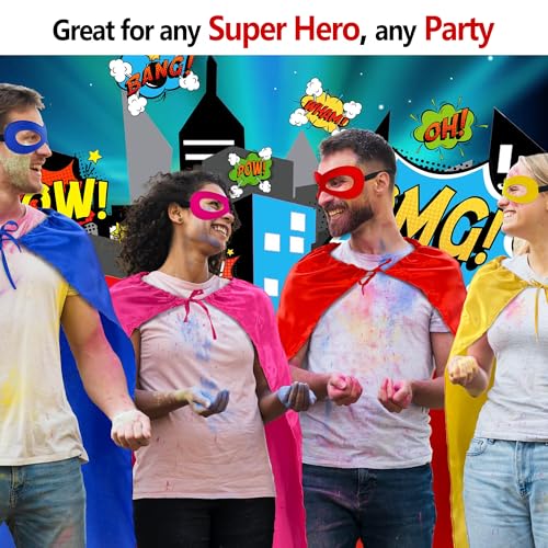 D.Q.Z Bulk Superhero-Capes and Masks for Adults Super Hero Costume Women Men Group Halloween Team Spirit Party,10 Pack - Image 2