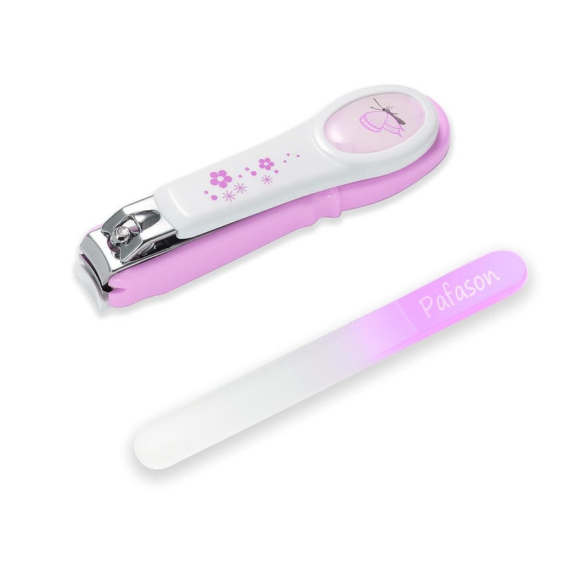 Pafason Baby Safety Nail Clipper Cutter Trimmer with Nail Catcher and Baby Glass Nail File, Czech Float Glass, Stainless Steel Ideal for Young Children Infant, Newborns Toddlers - Image 1