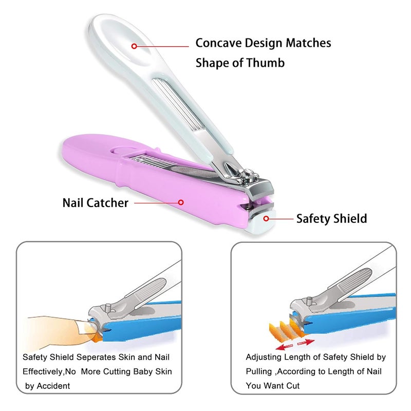 Pafason Baby Safety Nail Clipper Cutter Trimmer with Nail Catcher and Baby Glass Nail File, Czech Float Glass, Stainless Steel Ideal for Young Children Infant, Newborns Toddlers - Image 5