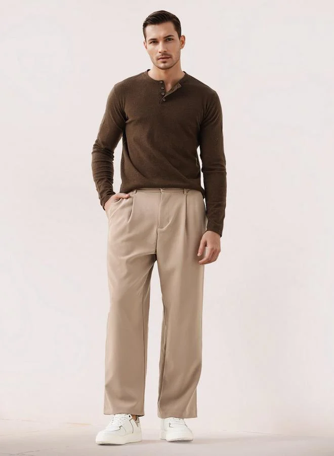 سبلاش فيڤ Henley Collar Sweater with Long Sleeves