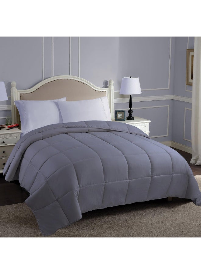 SUPERIOR Classic AllSeason Reversible Down Alternative Comforter Comfy Fluffy Cozy Lightweight Decorative Duvet Insert Plush Oversized Bedding Essential Box Quilt Design King Silver - Image 3