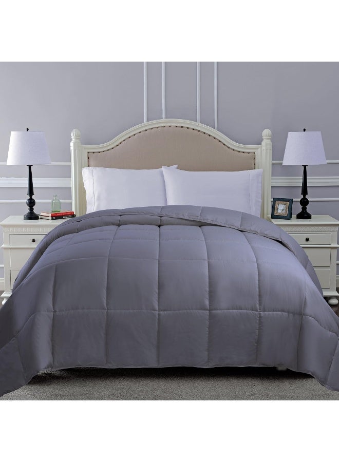 SUPERIOR Classic AllSeason Reversible Down Alternative Comforter Comfy Fluffy Cozy Lightweight Decorative Duvet Insert Plush Oversized Bedding Essential Box Quilt Design King Silver - Image 2