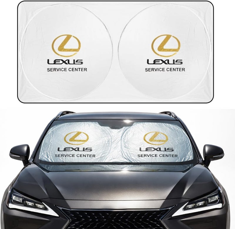 LEXUS Foldable Car Windshield Sunshade for Front Glass – 150 × 75 cm Reflective UV Protection Sun Shade, Heat Reduction Interior Protector with Easy Twist Fold Storage - Image 1