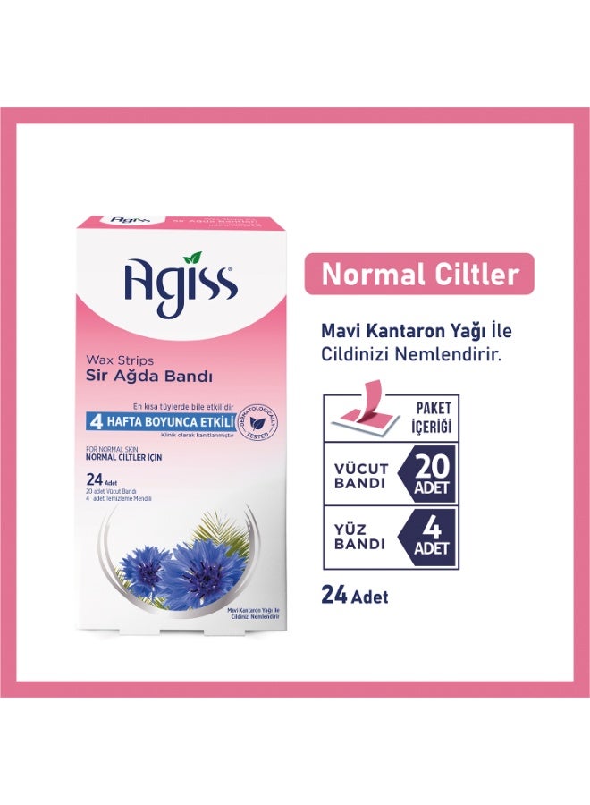 Agiss Wax Strips Kit for Normal Skin – 24 Pcs Cold Wax Strips Set with Face, Body & Bikini Strips + Cleaning Wipes – Long-Lasting Hair Removal up to 4 Weeks – Hypoallergenic & Dermatologically Tested - Image 2
