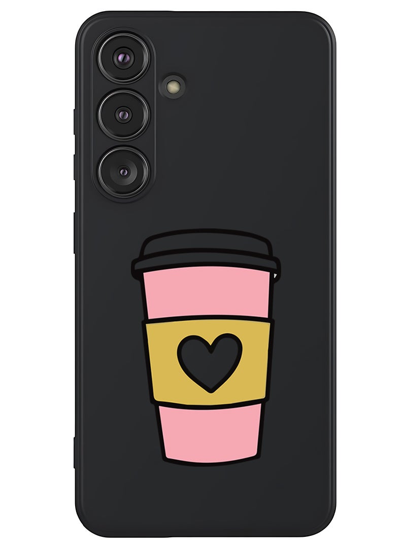 Theodor Protective Slim Fit Case Liquid Silicone Cover with Full Body Protection Anti-Scratch Shockproof Case For Samsung Galaxy S25 (Black) - Coffee Mug  - Image 1