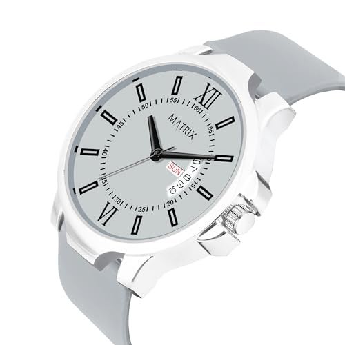 Matrix Antique 2.0 Day & Date Softest Silicone Strap Analog Watch for Men & Boys (Grey) - Image 3