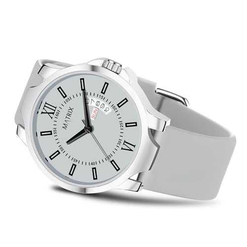 Matrix Antique 2.0 Day & Date Softest Silicone Strap Analog Watch for Men & Boys (Grey) - Image 1