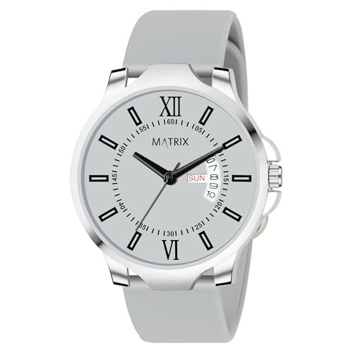 Matrix Antique 2.0 Day & Date Softest Silicone Strap Analog Watch for Men & Boys (Grey) - Image 2