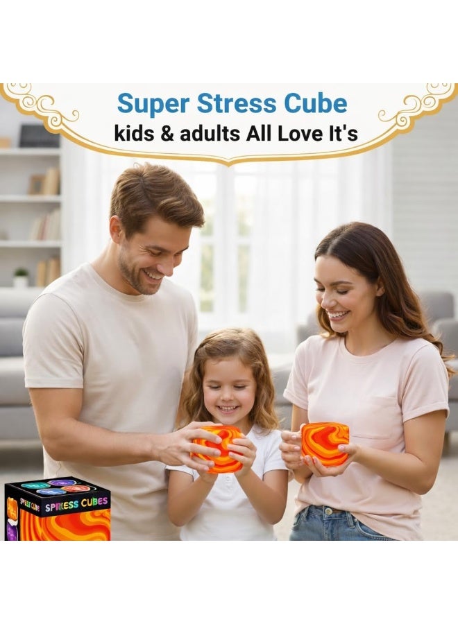 Joyzeno Fidget Toys Squishy Stress Cube, Stress Balls for Kids Adults Squishies Stress Relief, Blend Colored Ice Squishy Cube Sugar Balls, High Density Squeeze Balls for Students Calming (Orange) - Image 2