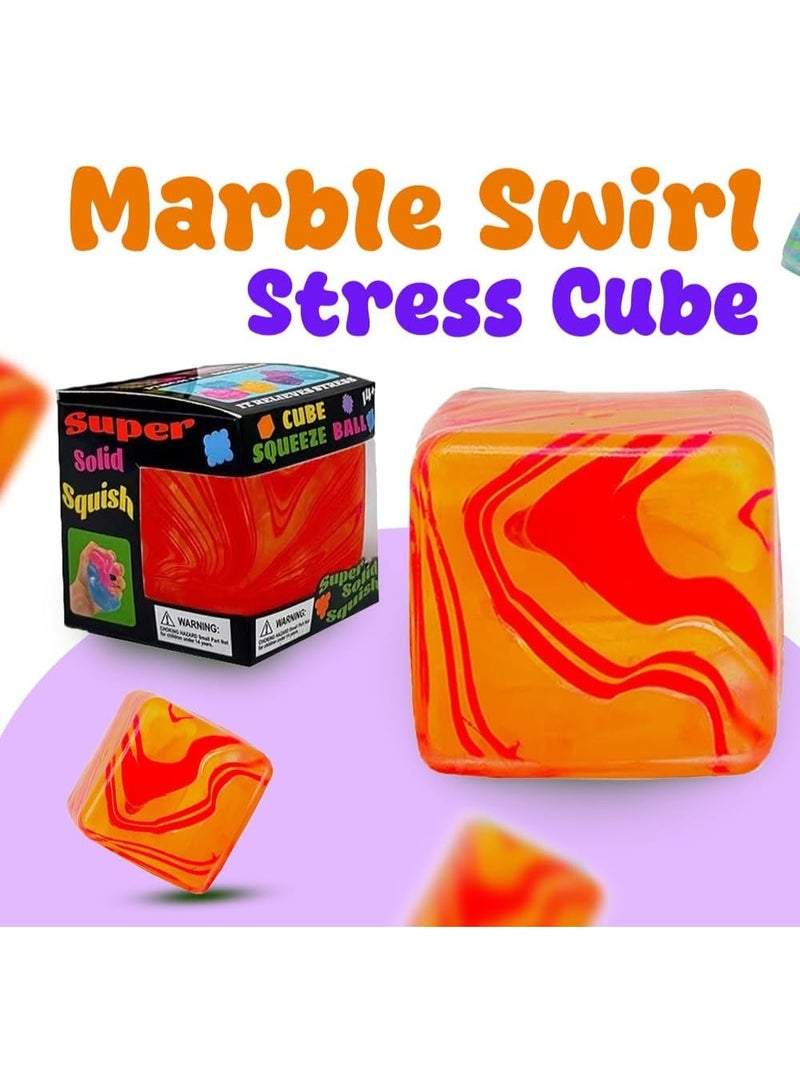 Joyzeno Fidget Toys Squishy Stress Cube, Stress Balls for Kids Adults Squishies Stress Relief, Blend Colored Ice Squishy Cube Sugar Balls, High Density Squeeze Balls for Students Calming (Orange) - Image 3