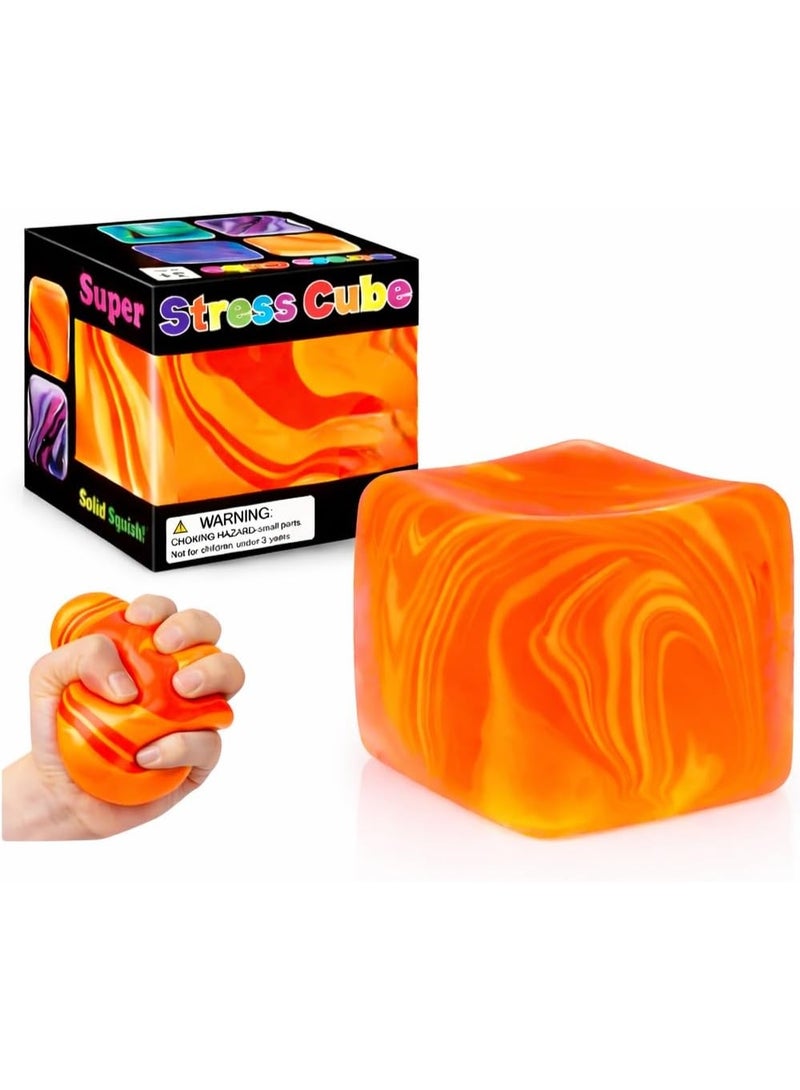 Joyzeno Fidget Toys Squishy Stress Cube, Stress Balls for Kids Adults Squishies Stress Relief, Blend Colored Ice Squishy Cube Sugar Balls, High Density Squeeze Balls for Students Calming (Orange) - Image 1