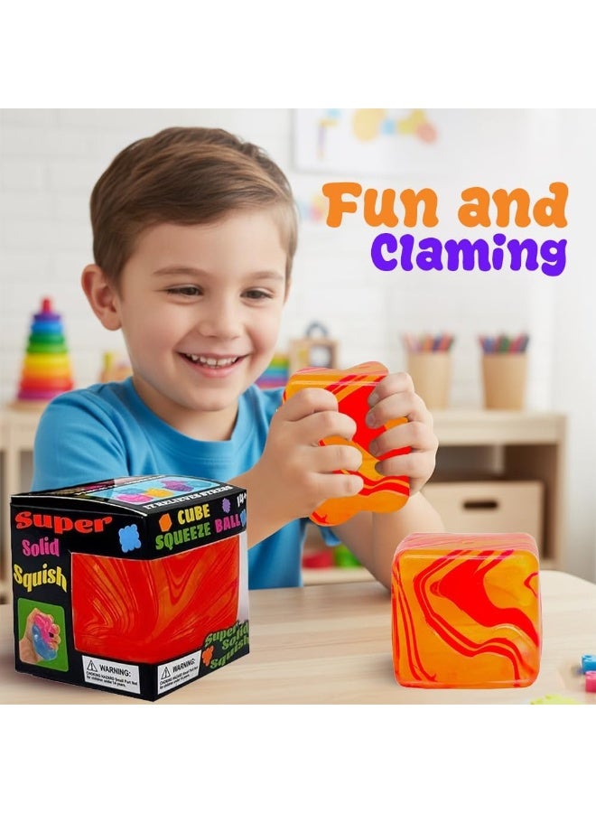 Joyzeno Fidget Toys Squishy Stress Cube, Stress Balls for Kids Adults Squishies Stress Relief, Blend Colored Ice Squishy Cube Sugar Balls, High Density Squeeze Balls for Students Calming (Orange) - Image 5